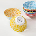 vancasso SELENE 24 oz Cereal Bowls set of 6, Ceramic Soup Bowls for Kitchen, Dishwasher & Microwave Oven Safe- for Cereal, Soup, Pasta, Salad, Pastel Floral Design Bowl Set