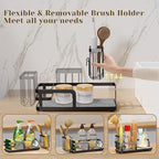 Kitchen Sink Caddy Organizer for Instant Dry, Rustproof Sponge Holder & Dish Soap Tray with Diatomaceous Earth, Countertop Brush Storage,10.2" X 4.7" X 4.1",Black