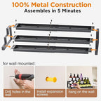 3-Tier Spice Rack Organizer for Kitchen Cabinet or Pantry, 16"-29" Expandable Spice Organization Shelf, Seasoning Organizer, Metal Display Shelf, Slip-Resistant Design for Jars and Bottles, Black