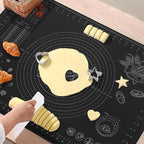 Silicone Baking Mat 28" x 20" Extra Thickness Dough Rolling Mat with Measurements and Edge Heightening, Non-stick Food Grade Silicone Pastry Mat for Pastry, Bread, Cookies, Pizza, Fondant, Pasta-Black