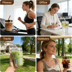 Luxfuel 16 oz Glass Tumbler with Lid & Straw, Reusable Iced Coffee Cup & Smoothie Cup, Leak-Proof Borosilicate Glass for Coffee, Iced Tea, Water – 1 Pack, Ideal for Office, Home & Travel, Iridescent
