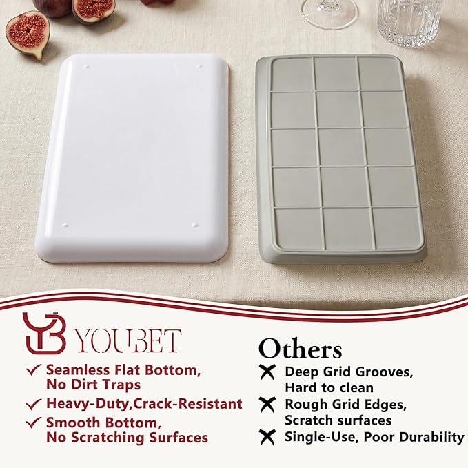 YOUBET 6 PCS Plastic Serving Trays - White Trays for Serving Food - Super Strong Disposable Platters, Heavy Duty Plastic Trays for BBQ, Picnic, Party, Wedding