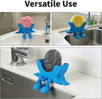 Cute Hanging Sponge Holder, Drainable Kitchen Sink Organizer, Scrub Sponge Stand Storage Rack with Smiley Design, Sink Accessories (Red)