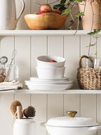 LE TAUCI Ceramic Plates and Bowls Set for 6, 18-Piece Ceramic Dinnerware Set, Farmhouse Dishes Set, Microwave & Dishwasher Safe, Stackable, 10" Dinner+8" Salad Plates+6" Bowls, White
