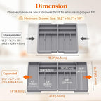 Lifewit Silverware Drawer Organizer, Expandable BPA Free Plastic Utensil Tray for Kitchen, Adjustable Flatware Cutlery Holder for Spoons Forks Knives, 18- 28 x 16.7", Gray