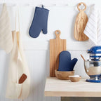 KITCHENAID Ribbed Soft Silicone Oven Mitt 2-Pack Set, 7.5"x13", Blue Willow