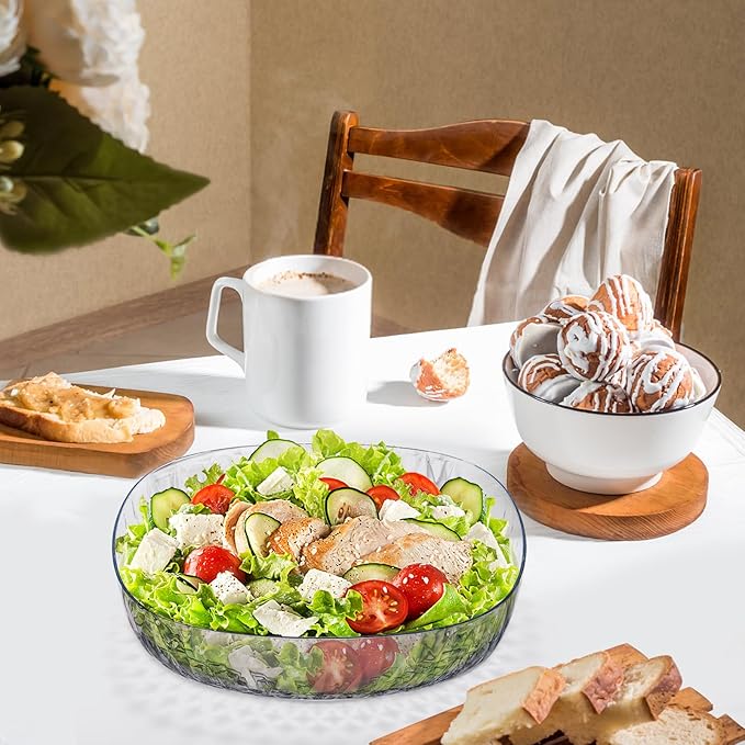 Fasmov 6 Pack Plastic Serving Bowls, Square Serving Bowls, 72 Ounce Large Elegant Diamond Pattern Plastic Bowls for Salad, Party Snack, Popcorn, Chip, Buffet, Candy, Fruit, Clear