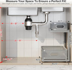 2 Pack 15.5IN-Depth Under Sink Organizer With Next-Gen Ball-Bearing Slides,2-Tier Precision Mesh Pull Out Cabinet Storage for Bathroom&Kitchen,Height Adjustable Drawers Shelf,Anti-rust-Grey