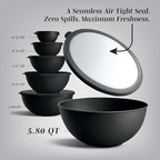 COOK WITH COLOR Mixing Bowls with TPR Lids - 12 Piece Plastic Nesting Bowls Set includes 6 Prep Bowls and 6 Lids, Microwave Safe (Speckled Black)