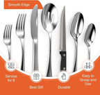 Tribal Cooking 49 Piece Silverware Set - Service for 8 - Stainless Steel Flatware serving set - Cutlery Set - Knife, Fork, and Spoon - Kitchen Utensils set - Dishwasher Safe - Stunning Polished Finish