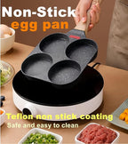 Egg Pan With Lid 4-Cup Nonstick, and Healthy Granite Egg Frying Pan, Versatile Breakfast Skillet for Eggs, Pancakes, Plett, Crepes, Compatible with Gas Stove and Induction Cooktop