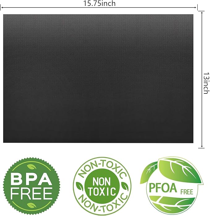 RENOOK Grill Mats for Outdoor Grill, Set of 8 （4 Black+4 Copper）BBQ Grill Mat for Outdoor Gas Grill, Non-Stick Cooking Sheets, 15.75 X 13 Inch