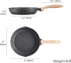 JEETEE 8 inch Nonstick Frying Pan Granite Stone Coating Cookware, Nonstick Omelette Skillet with Soft Touch Handle, All Stove Induction Compatible (Gray)