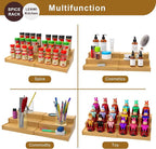 Spice Rack Organizer for Cabinet, 3 Tier Expandable Bamboo Spice Storage for Kitchen Cupboard Pantry