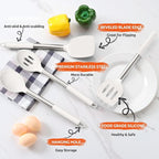 E-far Cooking Utensils Set of 4, Silicone Kitchen Utensils for Non-stick Cookware, Heat Resistant & Non-toxic Slotted Spatula Solid Spoon Turner for Flipping Mixing Serving Basting(White)