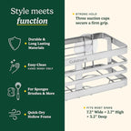 Cuisinart Sponge Holder for Kitchen Sink—Metal Sink Caddy with Triple Suction Cups, Kitchen Sink Organizer, Organization and Storage for Sponges, Brushes, Soap & Cleaning Accessories