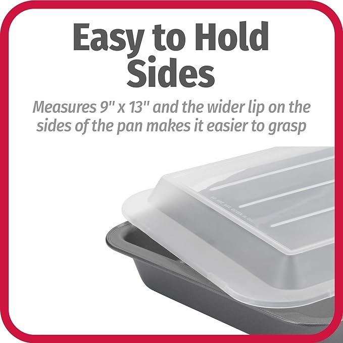 GoodCook Set of 2 Nonstick Steel 13" x 9" Cake Baking Pans with Covers,Gray,(Pack of 6)