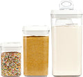 Felli Flip Tite Acrylic Food Storage Container with Lid 6” XL Air Tight Ring Seal Flip Top, Plastic Kitchen Baking Canister for 5 lb Flour Sugar Rice Protein Powder Pantry Organizer (Nest-M, White)