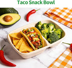 bloomoon 100 Pack 2-Compartment Paper Bowls, Divided Disposable Bowls for Chip and Dip, 2 Compartment Snack Serving Bowls for Chip and Salsa, Snack Bar Party Supplies