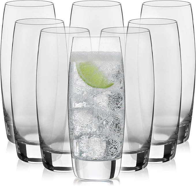Libbey Signature Kentfield Glass Tumbler Set of 8, Elegant Heavy Base Glass Tumblers with Wide Rim, Tapered 16 oz Drinkware Set for Water and Drinks