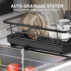 Dish Drying Rack, Dish Racks for Kitchen Counter, Large Capacity Dish Drainers with Cutlery Holder, Kitchen Organizer for Dishes, Spoons and Forks, Black