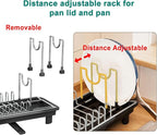 junyuan Compact Dish Drying Rack,Small Dish Rack for Kitchen Counter, Dish Drainer with 360° Rotatable Spout,Plate Rack, Dish Strainer with Cutlery Holder for Pots, Fork & Knives Space Saving