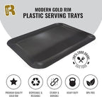 3 Pack Black Plastic Serving Trays for Party - Black Serving Tray 8 x 11 Inch - Heavy Duty Dessert Trays for Food - Rectangular Party Serving Trays for Entertaining