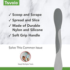 Tovolo Mini Scoop and Spread Tool for Kitchen Meal Prep Small Sandwich Spreader Spatula for Peanut Butter Jelly, Silicone BPA Free Dishwasher Safe Scooper Spreader, Oyster Gray and Cool Gray