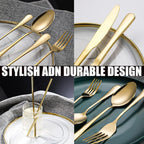 28 Pieces Gold Silverware Service for 4 Flatware Set Stainless Steel Utensils Cutlery Set Dishwasher Safe Flatware (Gold, 28)