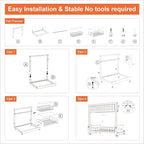 2 Pack Under Sink Organizer, Pull Out Cabinet Organizer 2 Tier Slide Out Sink Basket Drawer Sink Shelf Cabinet Storage Shelves ,Adjustable L Shape Counter Organization for Kitchen Bathroom , White