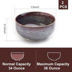 Serving Bowls - 36 Ounce Bowls Set - Ceramic Bowl Set of 2-7 inch Salad Bowls - Soup Bowls - Cereal Bowls for Kitchen