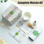 Clay&Fire Matcha Whisk Set, Ceramic Matcha Set, Matcha Bowl with Spout and Whisk,9 pcs Matcha Tea Kit for Matcha Lovers, Ideal Gift Christmas, Birthday（Beige）