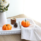 Hrastany White Wood Serving Tray with Beads, Farmhouse Decorative Tray for Table Centerpiece, Christmas Wedding Halloween Home Decor