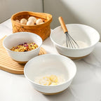 HASENSE Mixing Bowls, Large Ceramic Salad Bowls 2.1/1.5/1.0 Qt, Versatile Serving Bowls for Cooking, Baking, Salad Mixing, Prepping, Nesting White Bowl Set, Dishwasher Safe, Set of 3