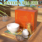 Matcha Whisk Set & Japanese Tea Set, 8PCS Ceramic Matcha Kit, Heart-shaped Matcha Bowl with Spout and Bamboo Whisk for Ceremony Matcha Lovers, Ideal Gift Christmas and Birthday (Ivory White)