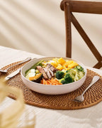 famiware Milkyway 33 oz Bowl Set, Pasta Bowls Set of 8, Salad Bowls, Double Reactive Glaze, Sturdy & Stackable, Ideal for Housewarming, Festivals, White Thread