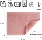 AMYONE Perforated Baking Mats, 2 PCS Pink Eclair Silicone Mat for Half Sheet, Non-Stick Reusable Oven Liners for Making Bread/Pizza/Pastry/Cookie 11 5/8" x 16 1/2", Sakura Pink