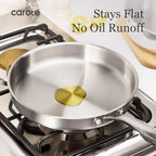 CAROTE 7-Piece Tri-Ply Stainless Steel Frying Pan Set, Skillet Set 8"/10"/12", Induction Compatible, Oven & Dishwasher Safe, Silver Handle