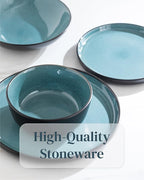 Stoneware coffee mugs set 8 pcs – 14.5 oz petrol blue ceramic coffee cups – Dishwasher and microwave safe – Stylish coffee cup set – Dinner service Pure Living Interior Design