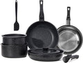 NEWBULIG 12-Piece Pots and Pans Set, Nonstick Cookware Set with Detachable Handle, Non toxic Induction Kitchen Cooking Set, Dishwasher ＆ Oven Safe, RV Friendly, Black