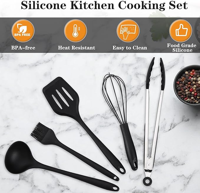Camping Essentials Cookware Cooking Utensils Set - Portable Camp Kitchen Mess Kit Outdoor Accessories, Stainless Steel & Silicone, Camping Gear Equipment for RV Picnic Grill,Brown Pro