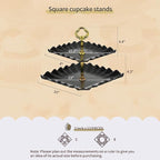Pack of 10 NWK Cake Stand Set, with 3 x Two-Tier and 3 x Three-Tier Cupcake Stands, 4 x Appetizer Trays, 1 x Tablecloth for Birthday Bridal Baby Shower Party (Black)