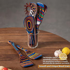 Gudamaye Pakka wood 7-Piece Blue Wooden Cooking Utensils, Wooden Spoons for Cooking, Wooden Spoon Set, Wooden Kitchen Utensil set, Pakkawood Cooking Spoons, Non-Stick Spoon,Pakkawood kitchen utensils