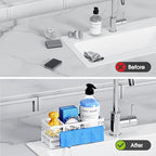 Kitchen Sink Sponge Holder - Self-Draining, Detachable Dish Cloth Holder, Rustproof Kitchen Countertop Organizer (White)