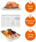 Serving Tray Platter, 2 Pcs Food Tray for Veggie Fruit Snack Dessert Cookie Cheese, Food Trays for Party Supplies Display, Plastic Platters for Serving Food, Large White Trays, BPA Free