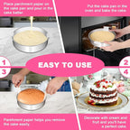 EWFEN 8 Inch Cake Pan Set of 2, Stainless Steel Round Layer Cake Baking Pans Tins, Non-Toxic & Healthy, Leak-proof & Easy Clean & Dishwasher Safe
