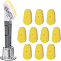 Soap Dispensing Replacement Dish Brush Storage Set with 10 PCS Sponge Refills & Holder - RIMAY Dispenser Scrub Cleaning Scrubber Kitchen Dishwashing Dish Wand Handle for Dishes/Pans/Pots/Sink(Yellow)
