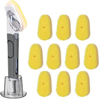Soap Dispensing Replacement Dish Brush Storage Set with 10 PCS Sponge Refills & Holder - RIMAY Dispenser Scrub Cleaning Scrubber Kitchen Dishwashing Dish Wand Handle for Dishes/Pans/Pots/Sink(Yellow)