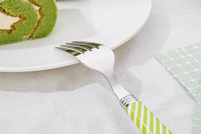 ANNOVA Silverware Set Stainless Steel Colorful Tableware Kitchen Flatware Set Utensils, Includes Dinner Knives, Forks, Spoons, Salad Forks & Dessert Spoons (Light Green, 20 Pieces)