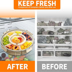 Small Divided Serving Tray with Lid and Handle, Stackable Snackle Box Container for Fruits Candy Organizer, Portable Spinning Rounded Veggie Tray for Kitchen, Party, Trave and Picnic-1 Pack